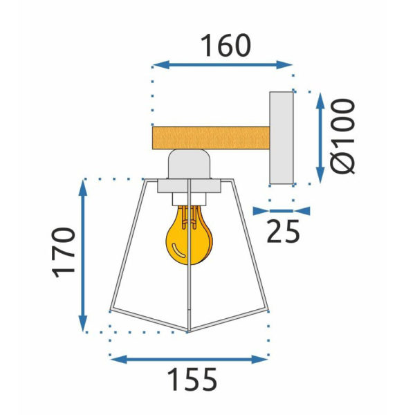 Historická nástenná lampa SIMPLE s jednoduchou klietkou - Image 4