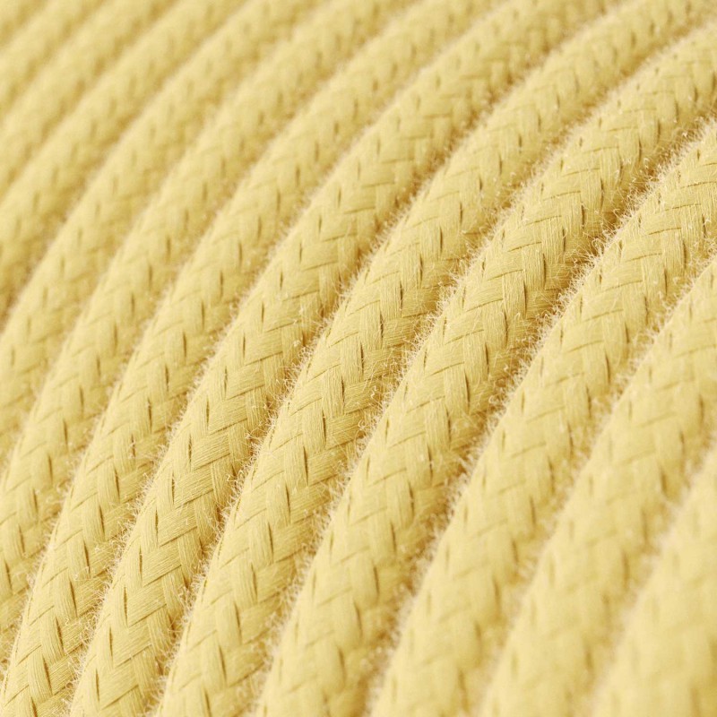 Kábel trojžilový v podobe textilnej šnúry v bledo žltej farbe, bavlna, 3 x 0.75mm, 1 meter2