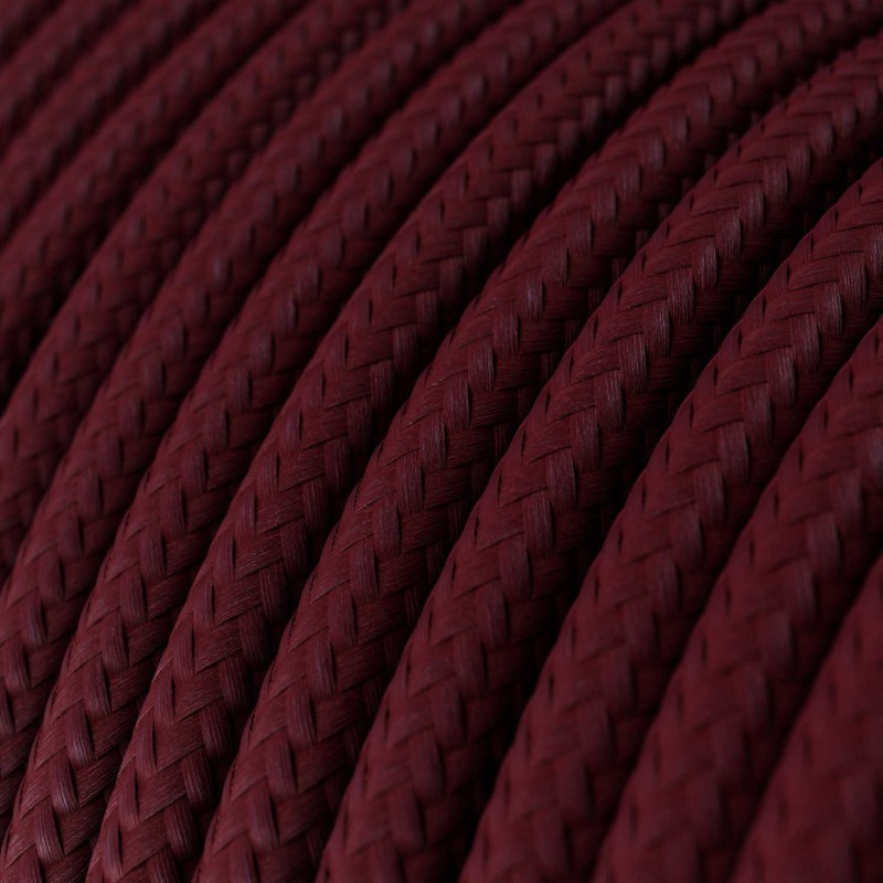 Kábel trojžilový v podobe textilnej šnúry v bordovej farbe, umelý hodváb, 3 x 0.75mm, 1 meter.